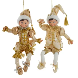 15" Ivory and Gold Elf Bendaable Ornament, 2 Assorted