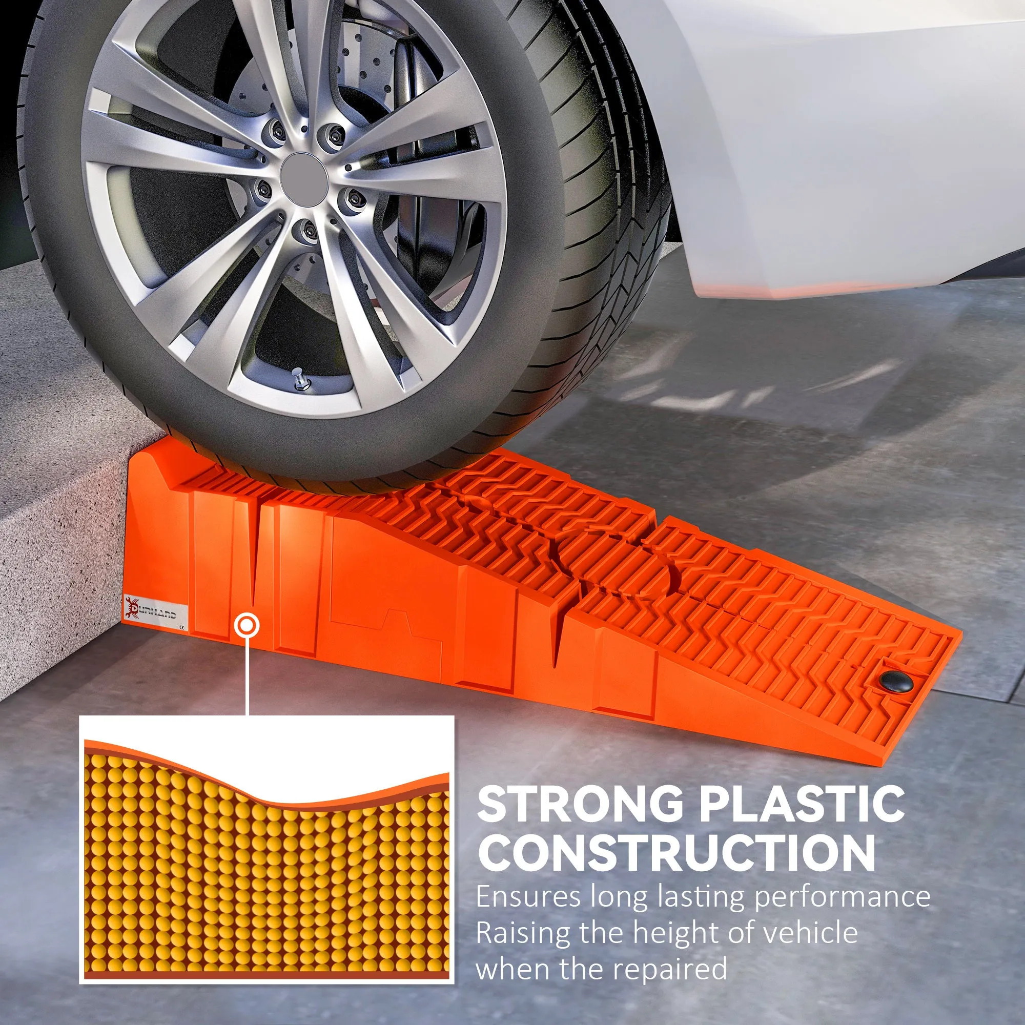 2.5 Ton Plastic Car Lifting Ramps Automotive Vehicle Garage, Orange