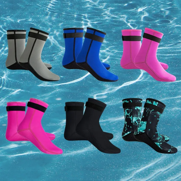 3mm Waterproof Long Beach Diving Socks Warm Non-slip Snorkeling Socks, Size: S(Black)