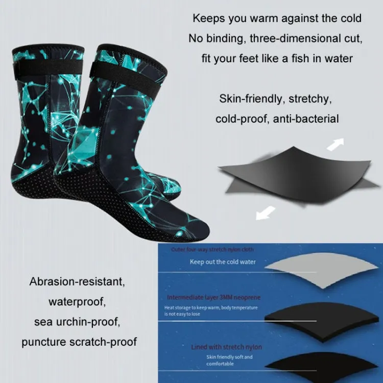 3mm Waterproof Long Beach Diving Socks Warm Non-slip Snorkeling Socks, Size: S(Black)