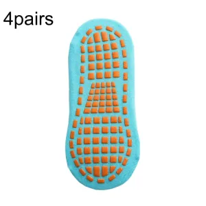 4pairs Trampoline Socks Dotted Rubber Non-slip Floor Socks Yoga Socks, Size: Adult 35-43 Yards(Lake Blue)