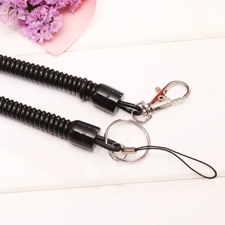 5pcs Spring Key Rope Plastic Keychain Environmentally Friendly Elastic Chain(Black)