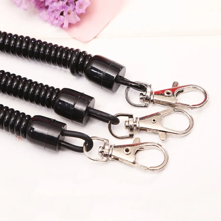 5pcs Spring Key Rope Plastic Keychain Environmentally Friendly Elastic Chain(Black)