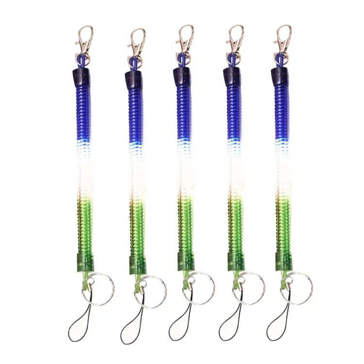 5pcs Spring Key Rope Plastic Keychain Environmentally Friendly Elastic Chain(Colorful Random Delivery)