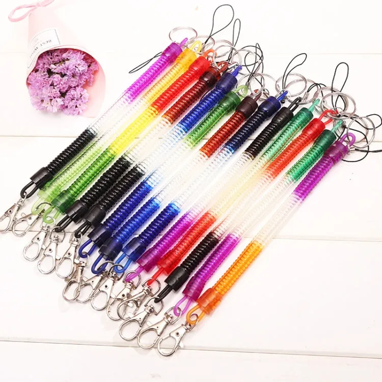 5pcs Spring Key Rope Plastic Keychain Environmentally Friendly Elastic Chain(Colorful Random Delivery)