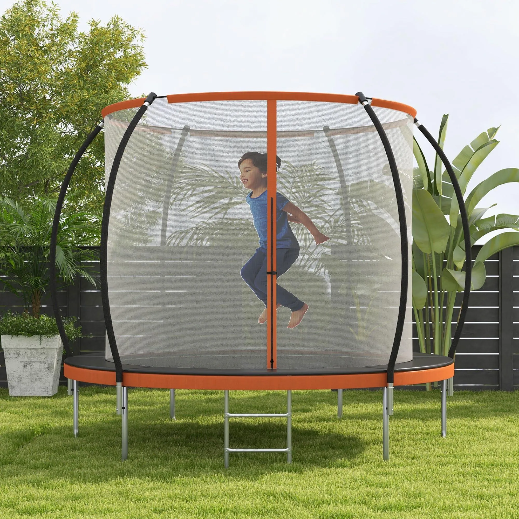 8ft Trampoline with Enclosure Net and Ladder