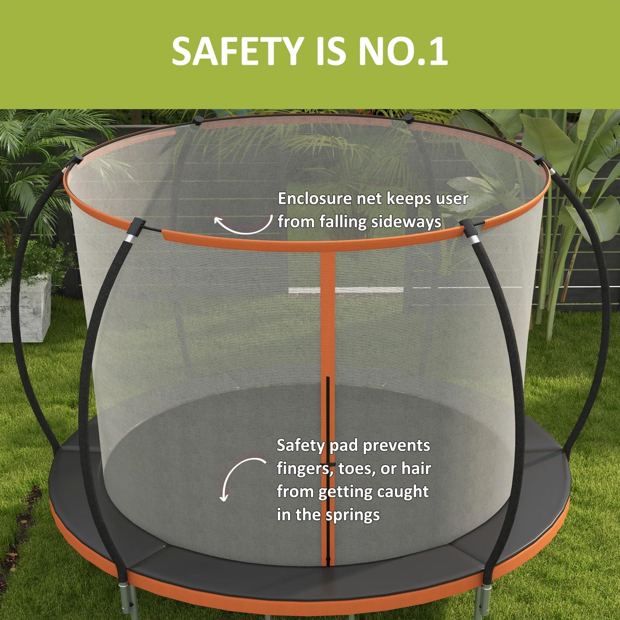 8ft Trampoline with Enclosure Net and Ladder