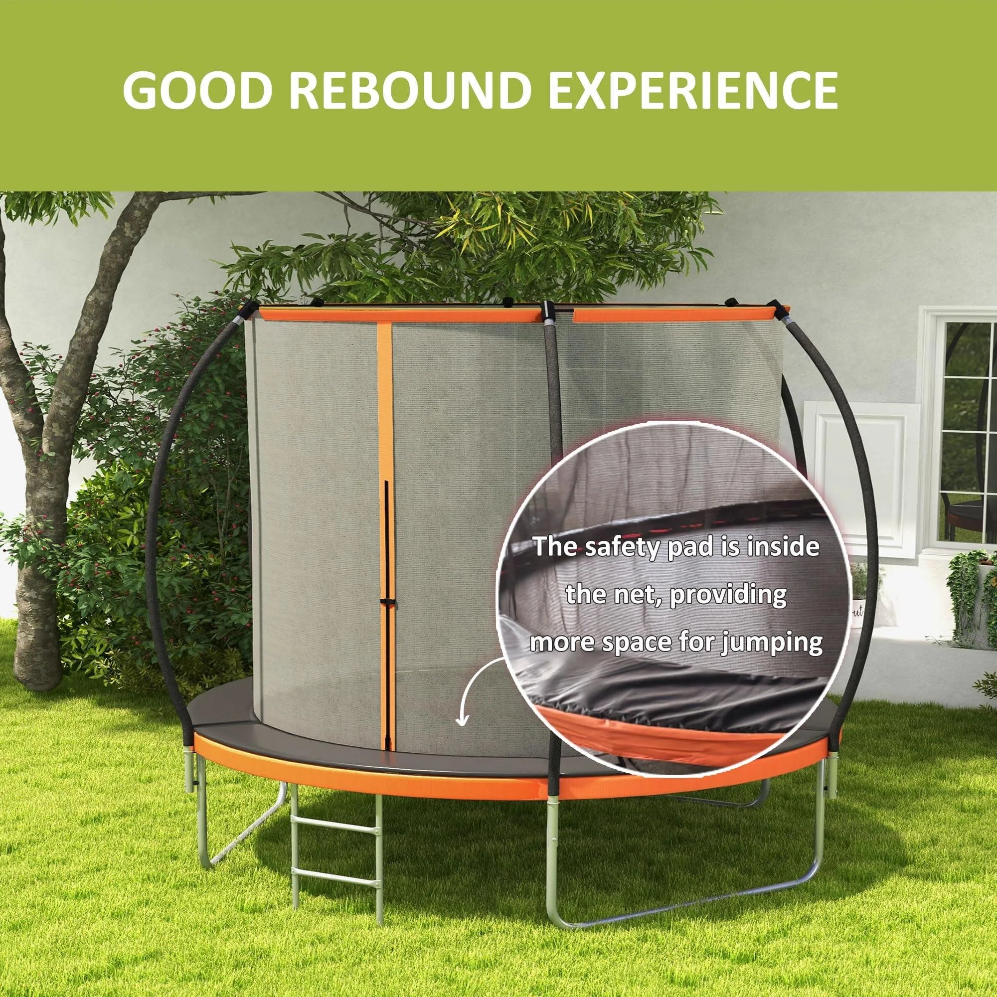 8ft Trampoline with Enclosure Net and Ladder