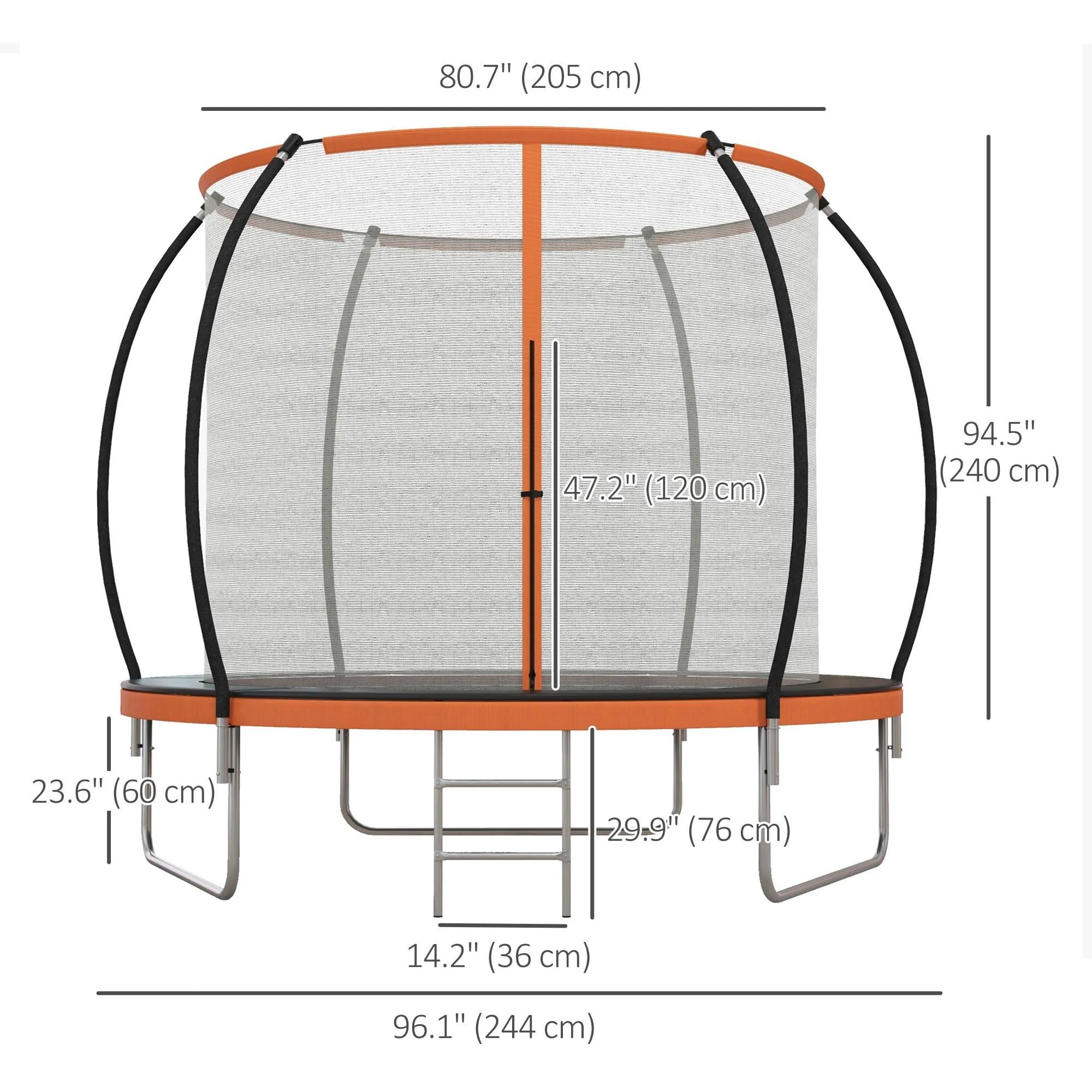 8ft Trampoline with Enclosure Net and Ladder