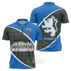 Adam Family Crest Tartan Zipper Polo Shirt Celebrate Saint Andrew's Day in Style