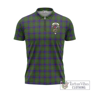 Adam Tartan Zipper Polo Shirt with Family Crest