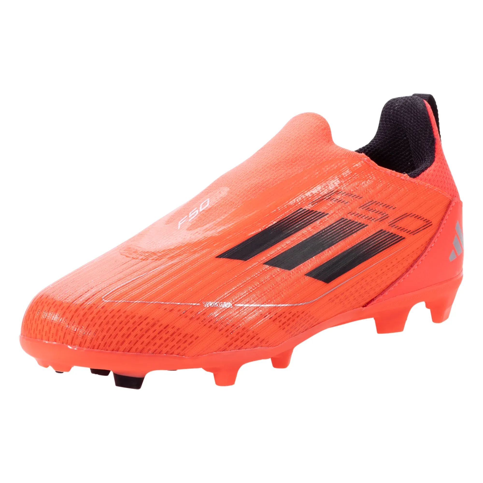 adidas Jr. F50 League Laceless FG/MG Soccer Cleats (Turbo/Platinum)