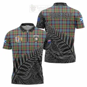 Aikenhead Crest Tartan Zipper Polo Shirt with New Zealand Silver Fern Half Style