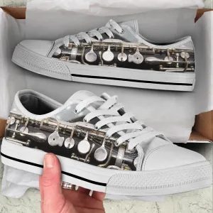 Alto Clarinet Shortcut Low Top Shoes, Animal Print Canvas Shoes, Print On Canvas Shoes