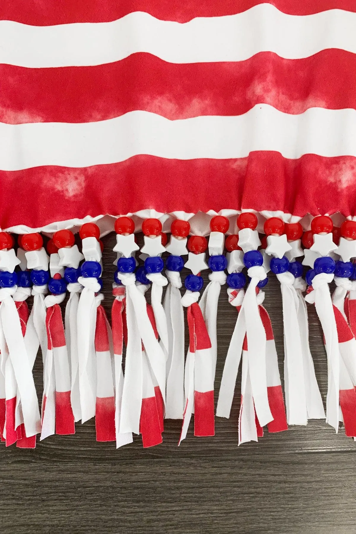 American Flag Beaded Fringe Top