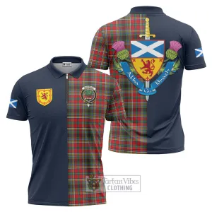 Anderson of Arbrake Tartan Zipper Polo Shirt Alba with Scottish Lion Royal Arm Half Style