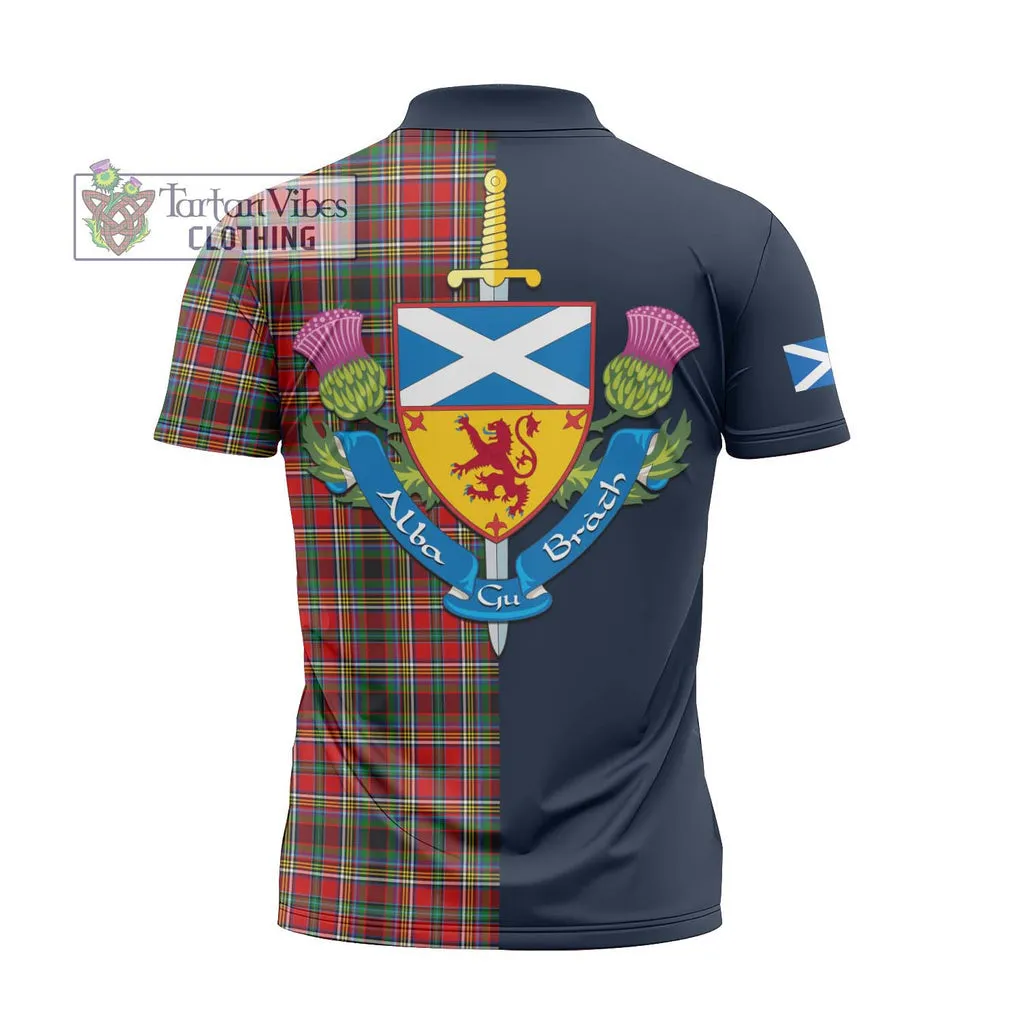 Anderson of Arbrake Tartan Zipper Polo Shirt Alba with Scottish Lion Royal Arm Half Style