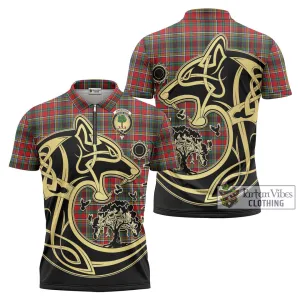 Anderson of Arbrake Tartan Zipper Polo Shirt with Family Crest Celtic Wolf Style