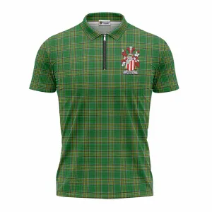 Apsley Irish Clan Tartan Zipper Polo Shirt with Coat of Arms