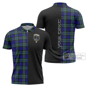 Arbuthnot Modern Tartan Zipper Polo Shirt with Family Crest and Half Of Me Style