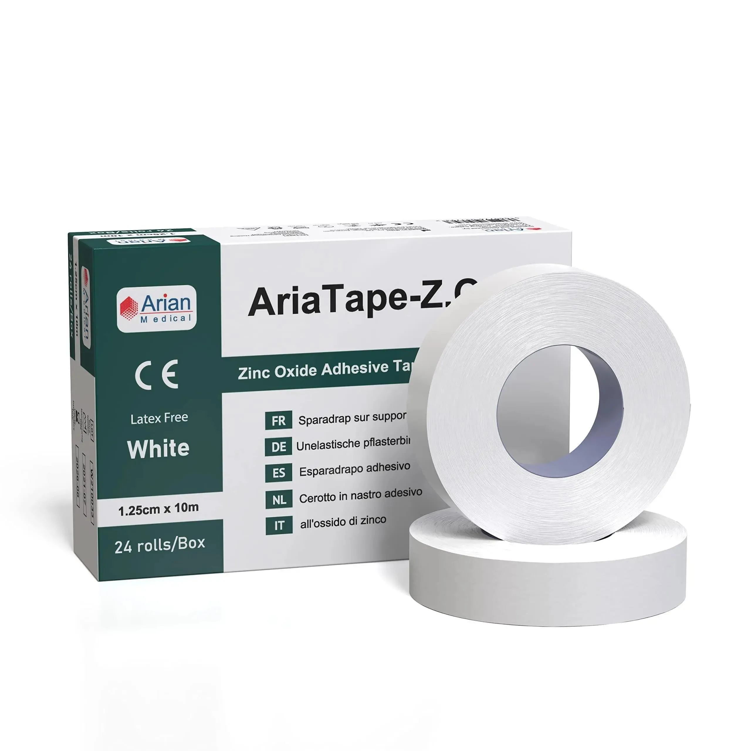 AriaTape Zinc Oxide Tape- 1.25cm X 10m Tape - 12 Rolls