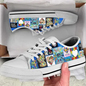 Autism Awareness Low Top Shoes, Low Top Sneaker, Low Top Canvas Shoes