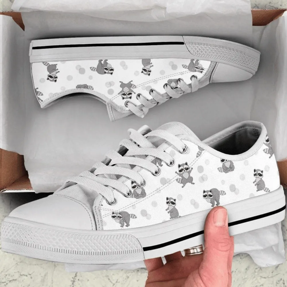 Baby Raccoons Pattern Low Top Shoes Sneaker, Animal Print Canvas Shoes, Print On Canvas Shoes