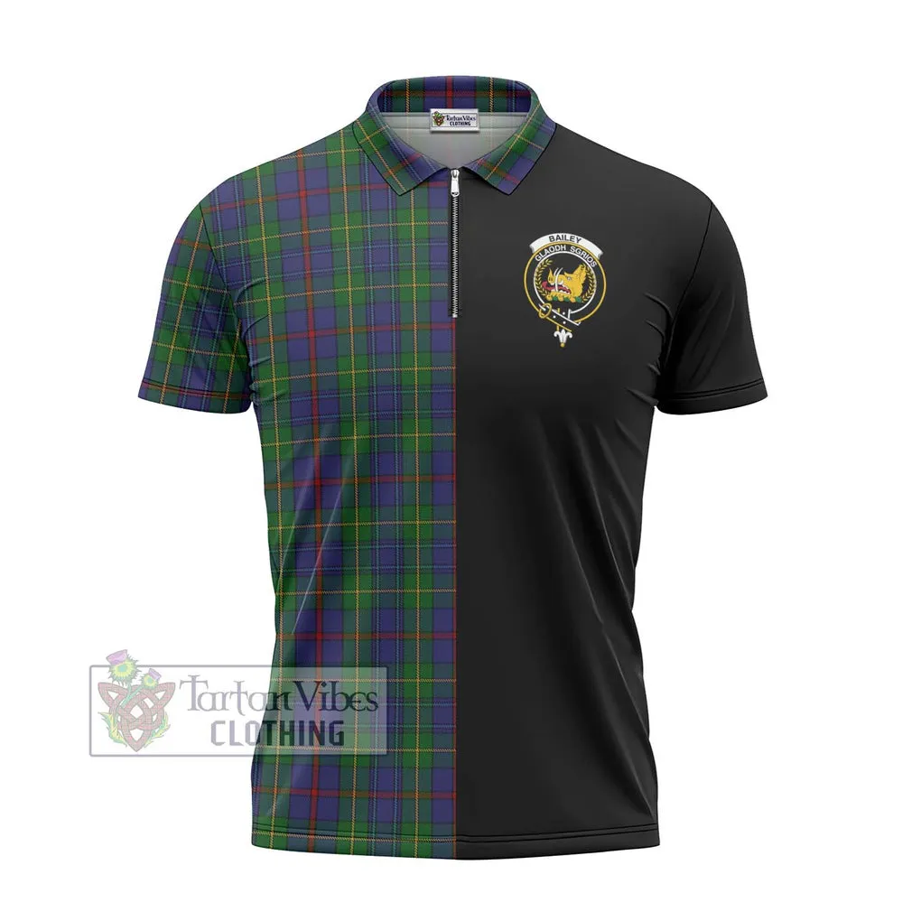 Bailey Tartan Zipper Polo Shirt with Family Crest and Half Of Me Style