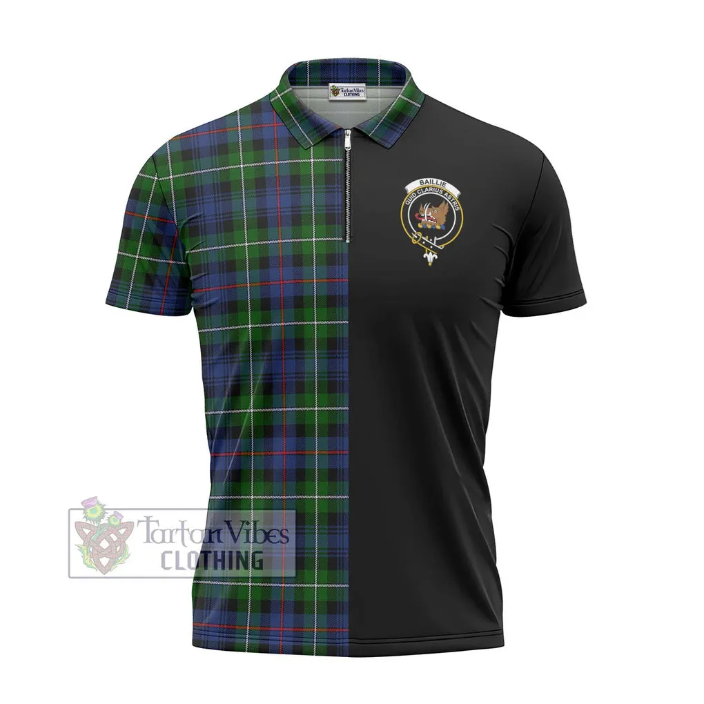 Baillie Tartan Zipper Polo Shirt with Family Crest and Half Of Me Style