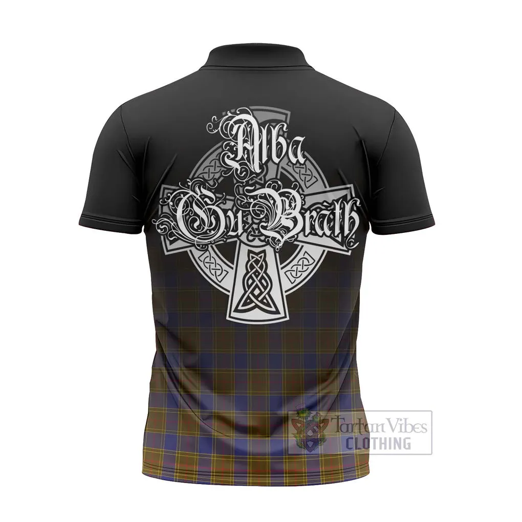 Balfour Tartan Zipper Polo Shirt Featuring Alba Gu Brath Family Crest Celtic Inspired