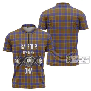 Balfour Tartan Zipper Polo Shirt with Family Crest DNA In Me Style