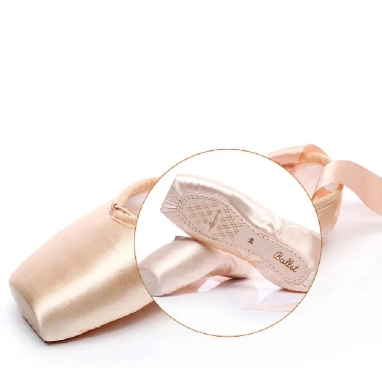 Ballet Lace Pointe Shoes Professional Flat Dance Shoes, Size: 36(Satin Nude)