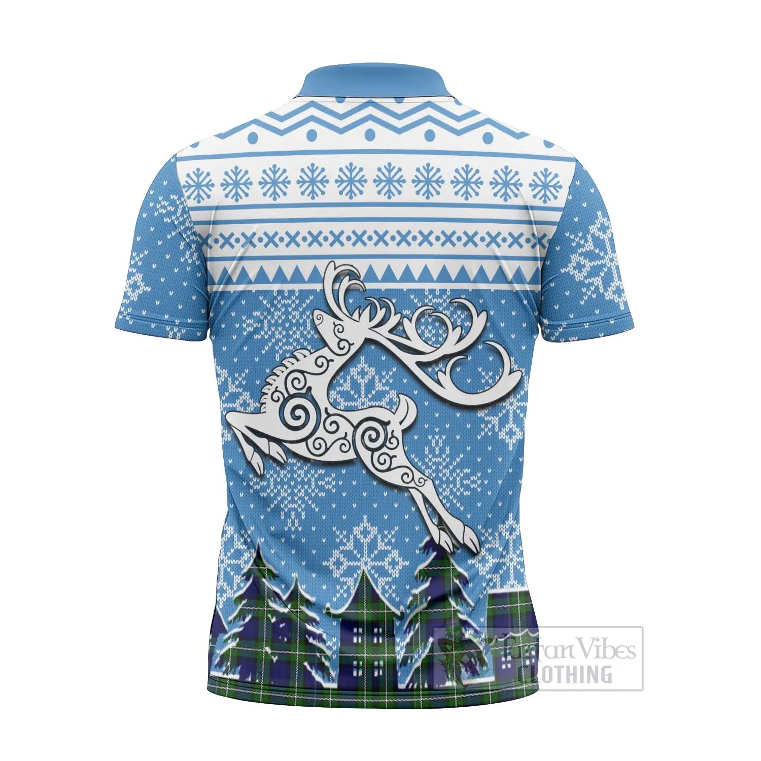 Bannerman Clan Christmas Zipper Polo Shirt Celtic Reindeer Style