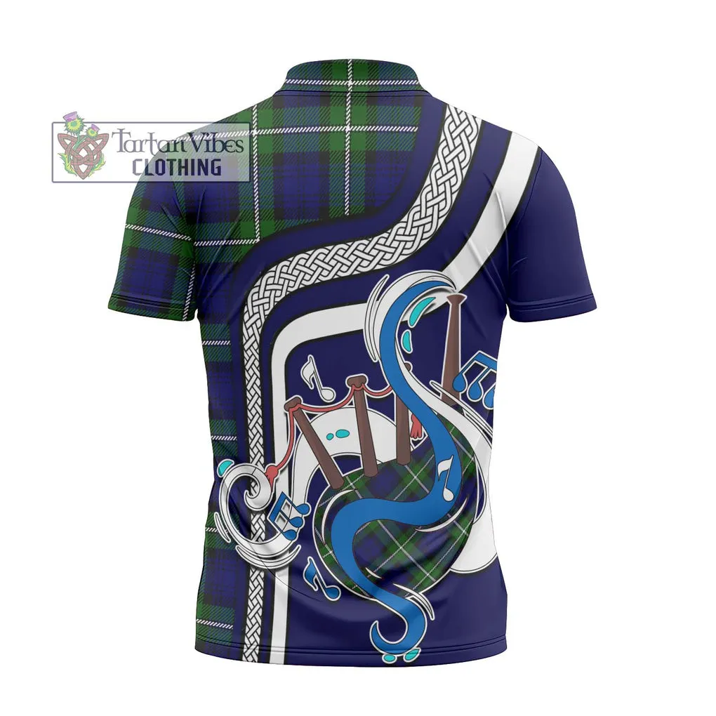 Bannerman Tartan Zipper Polo Shirt with Epic Bagpipe Style