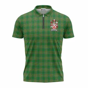 Bannon Irish Clan Tartan Zipper Polo Shirt with Coat of Arms