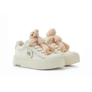 Bear Platform Sneakers in White