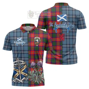 Belshes (Belsches) Tartan Zipper Polo Shirt Happy St. Andrew's Day Half Tartan Style