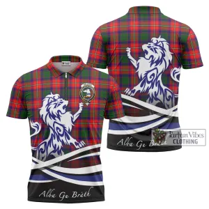 Belshes Tartan Zipper Polo Shirt with Alba Gu Brath Regal Lion Emblem