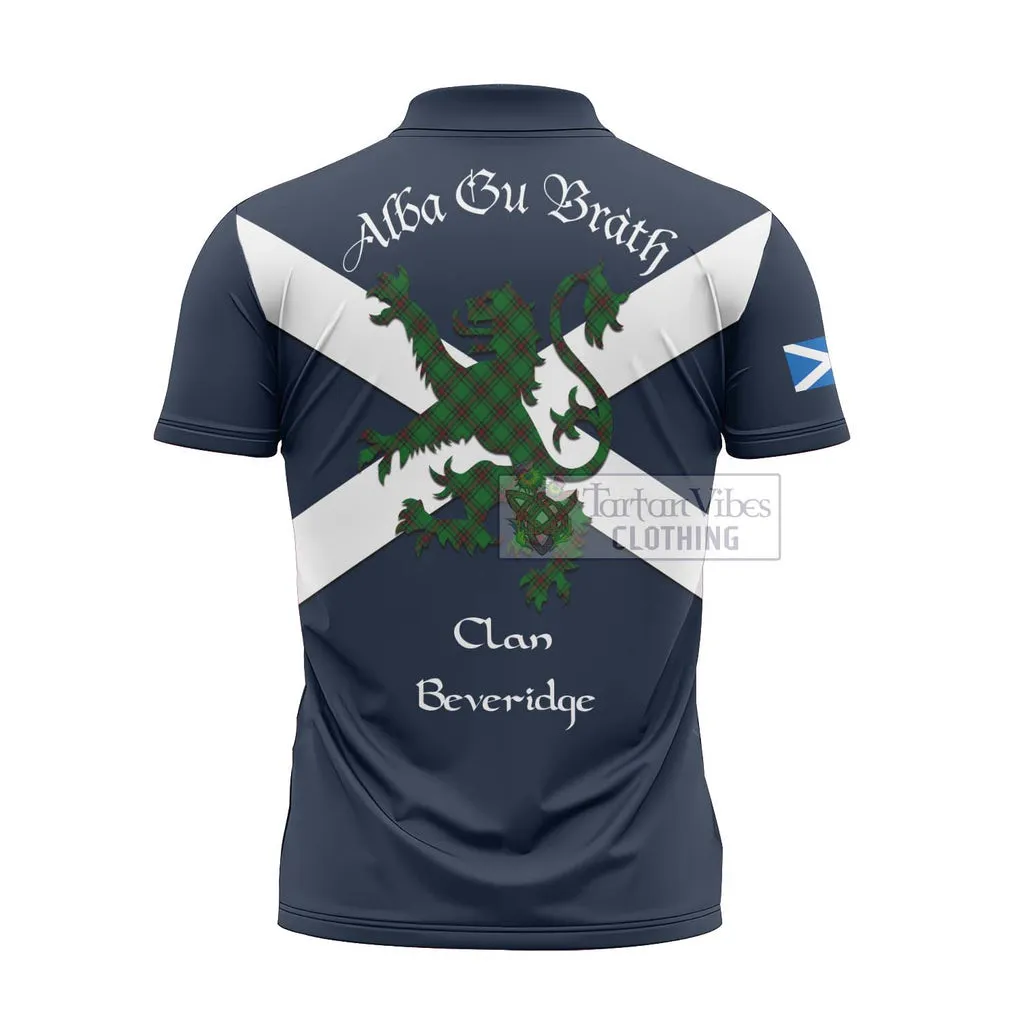 Beveridge Tartan Lion Rampant Zipper Polo Shirt Proudly Display Your Heritage with Alba Gu Brath and Clan Name