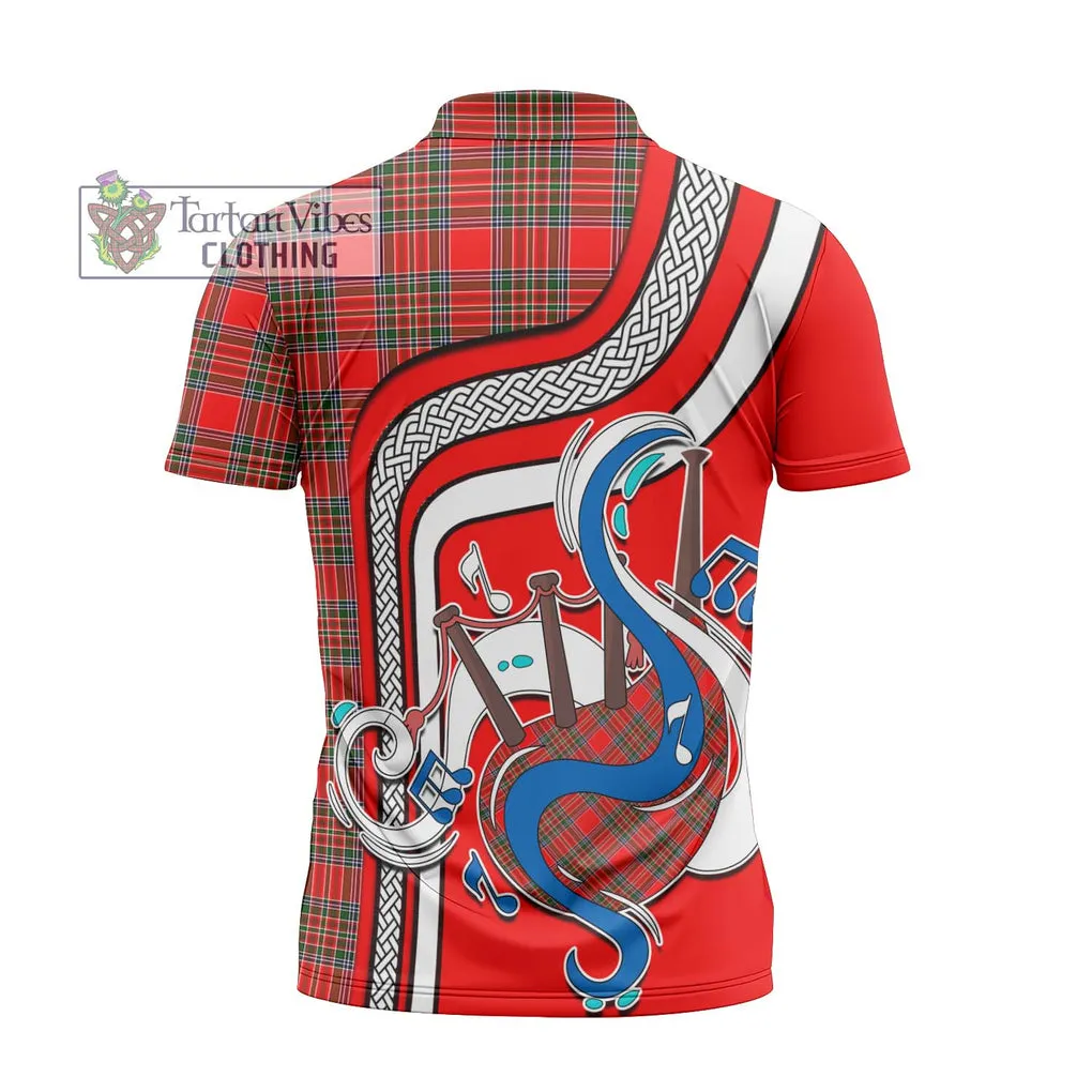 Binning Tartan Zipper Polo Shirt with Epic Bagpipe Style