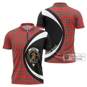 Binning Tartan Zipper Polo Shirt with Family Crest Circle Style