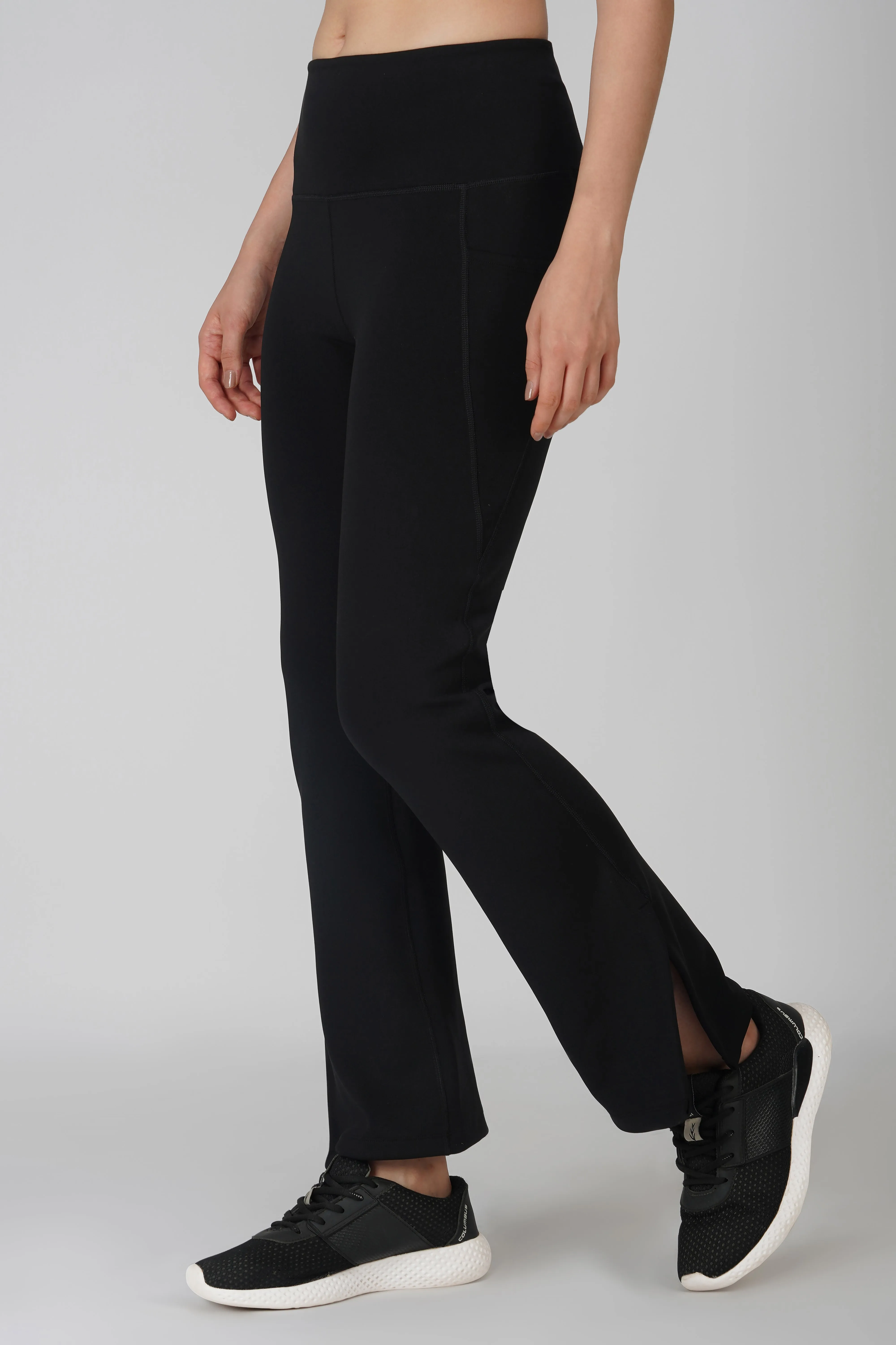 Black Side Slit Flare Pant