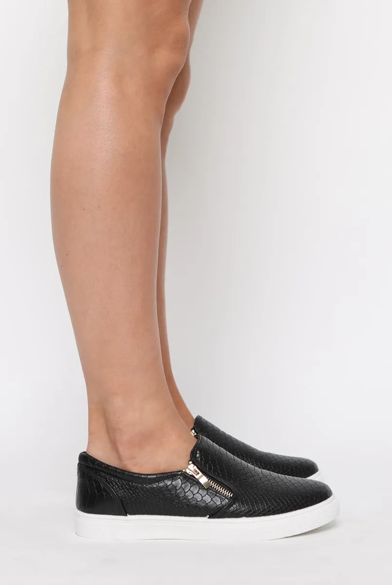 Black Snakeskin Skater Shoes - Chelsea