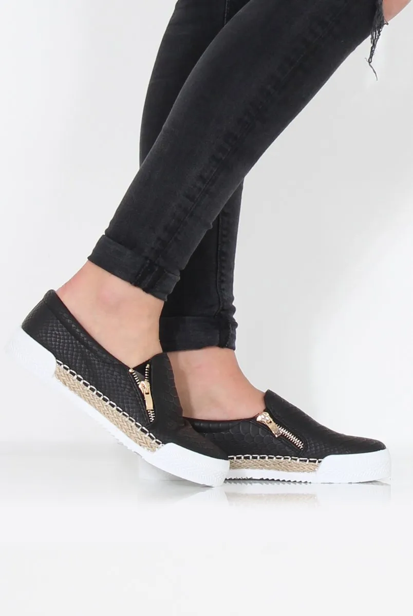 Black Snakeskin Skater - Sophie