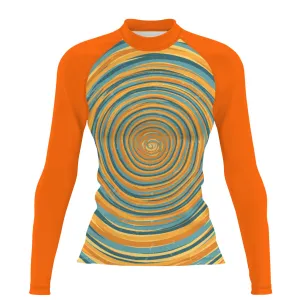 Blue and Yellow Sunset V1 - Women's Surf UPF50  Long Sleeve Rash Guard