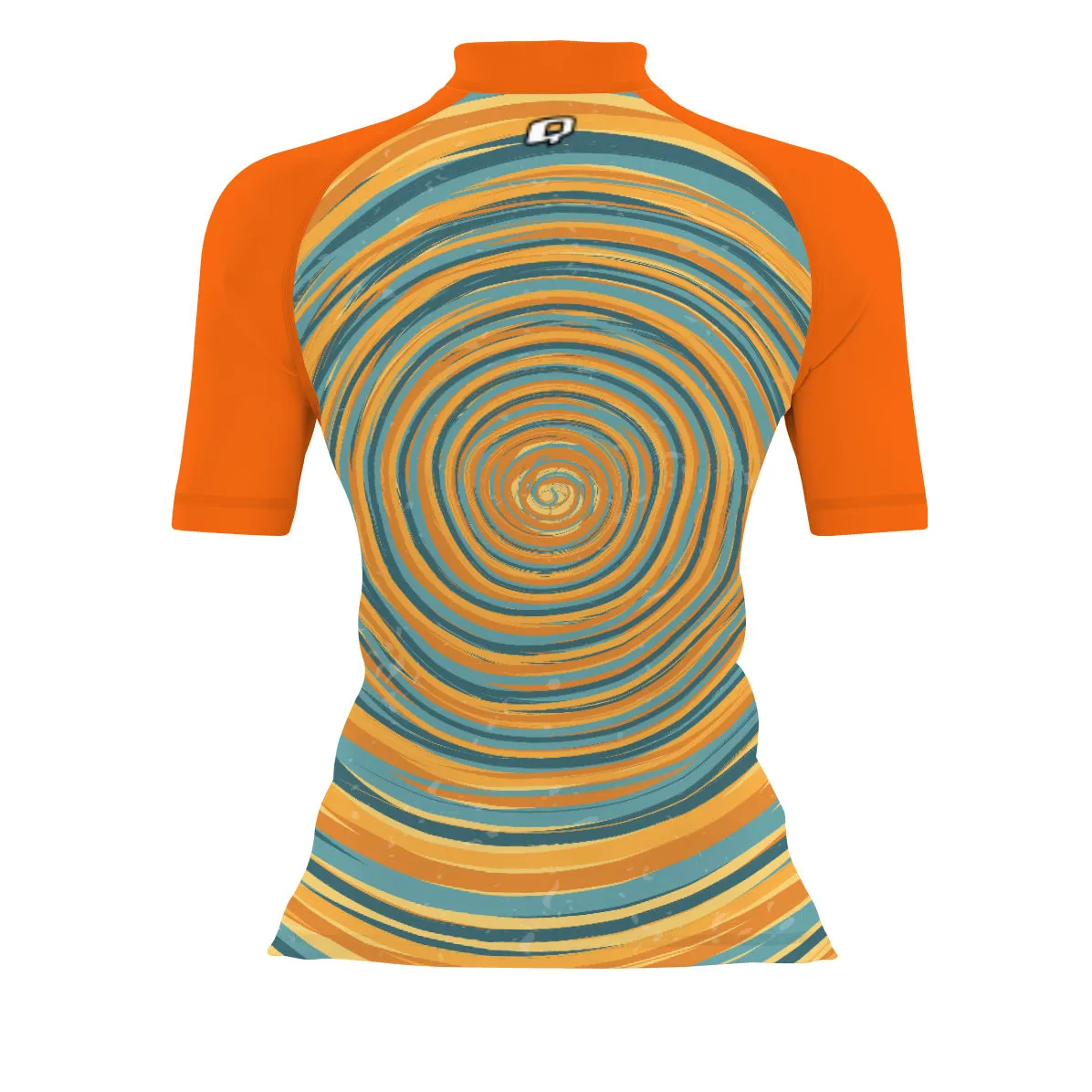 Blue and Yellow Sunset V1 - Women's Surf UPF50  Short Sleeve Rash Guard