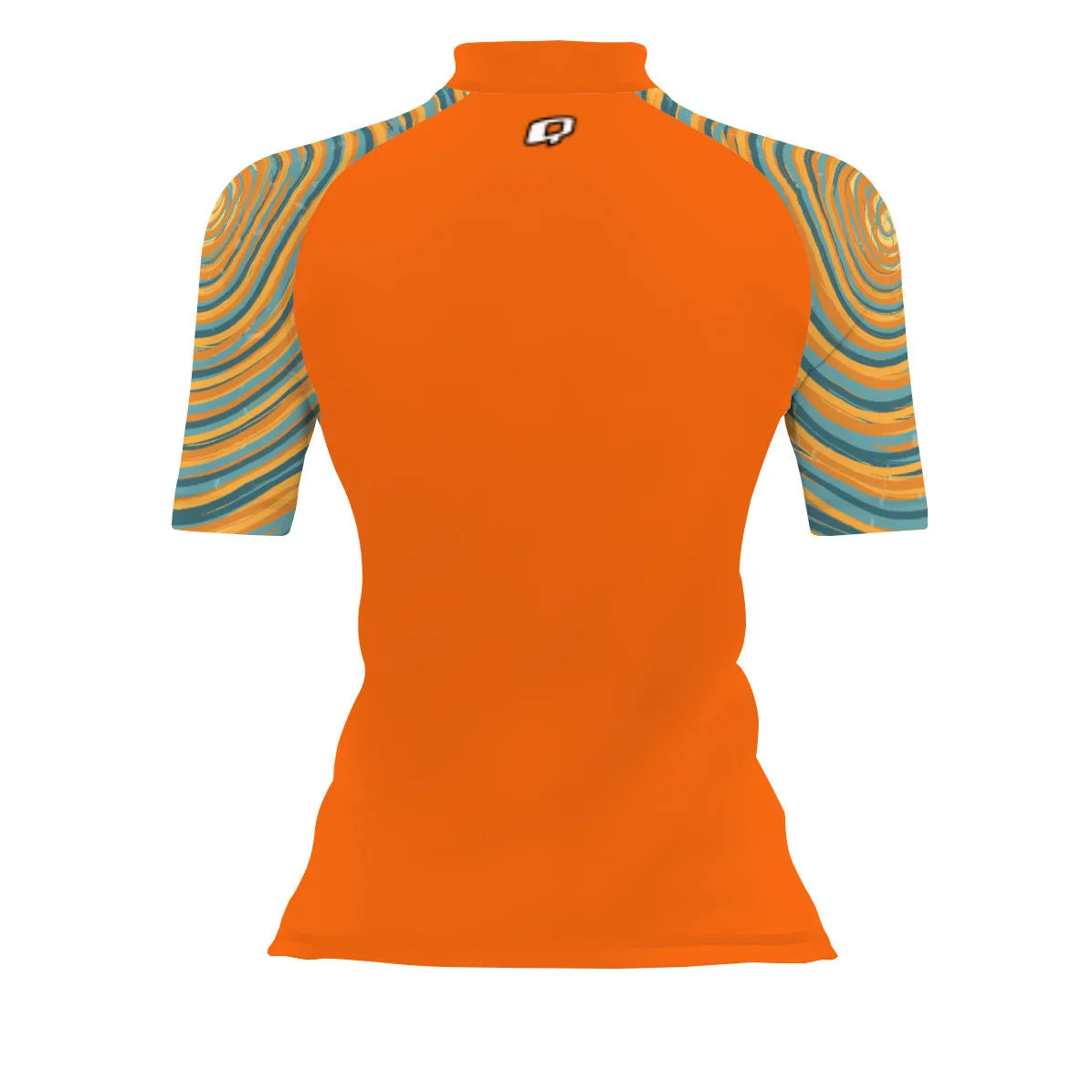 Blue and Yellow Sunset - Women's Surf UPF50  Short Sleeve Rash Guard