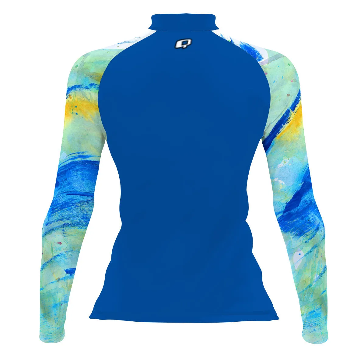 Blue Brush Strokes - Women's Surf UPF50  Long Sleeve Rash Guard