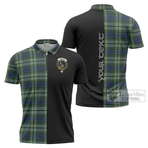 Blyth Tartan Zipper Polo Shirt with Family Crest and Half Of Me Style