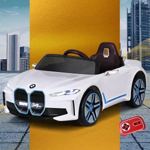 BMW I4 Ride On Car 12V 2-Motor Remote Kids Toy, White - BMW